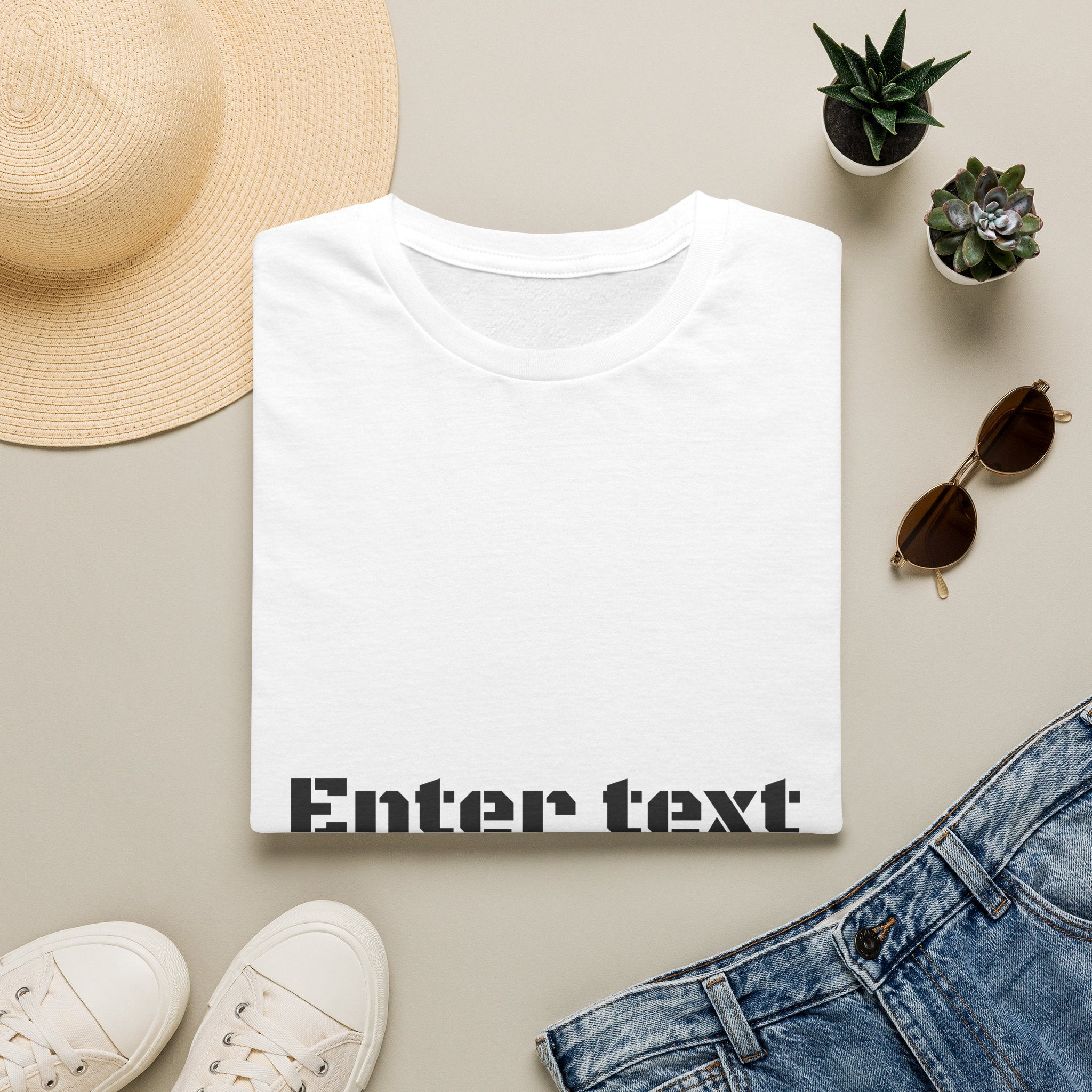 Blank Customizable T-Shirt – 'Enter text' Chest Mockup